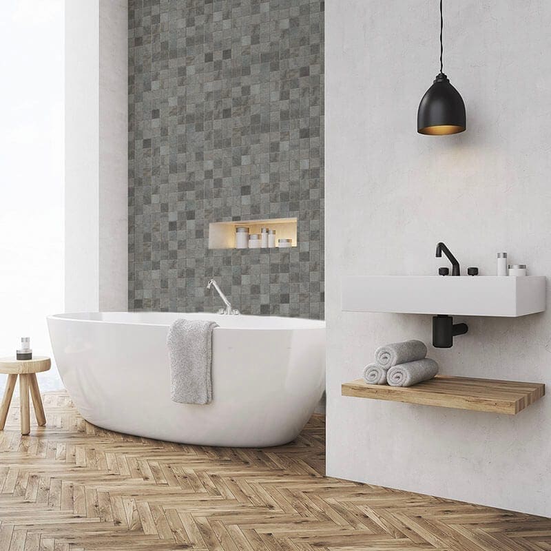 Grey Mosaic Pvc Wall Panels Mineral, Shower Wall Panels White Tile Effect