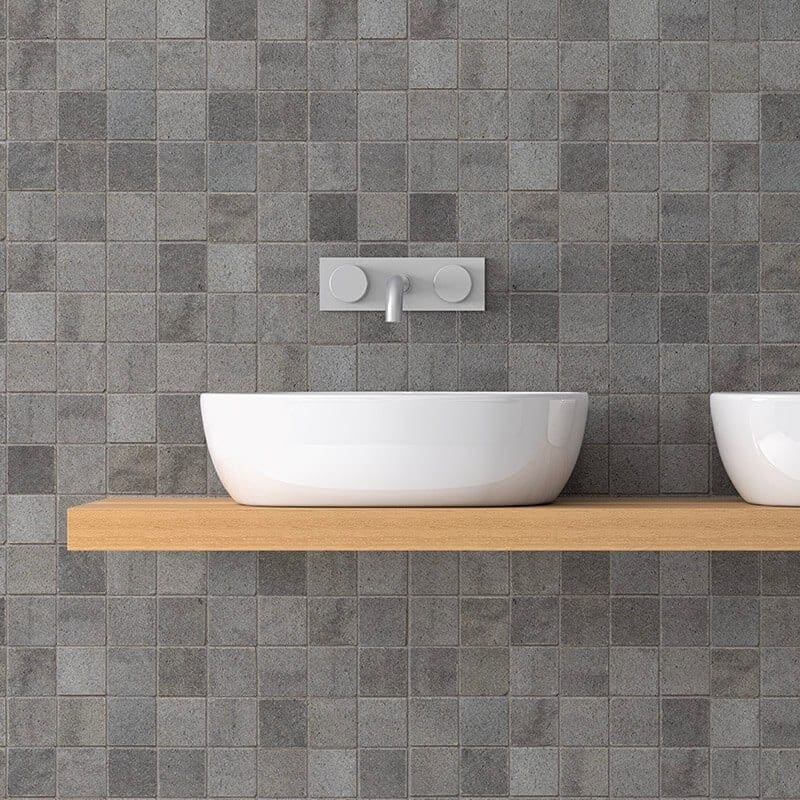 Grey Mosaic Pvc Wall Panels Mineral Stone Effect Targwall - Gray Wall Paneling Bathroom