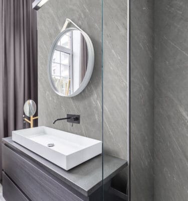 Dappled Grey Slate Wall Panel used in a Modern Bathroom