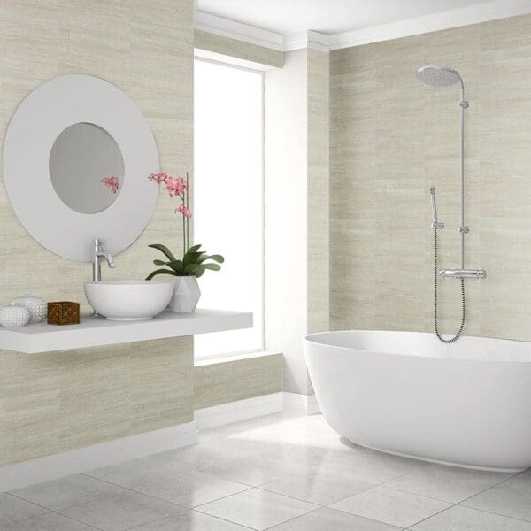 Ivory Mineral Tile Wall Panel (375mm x 2600mm x 8mm)