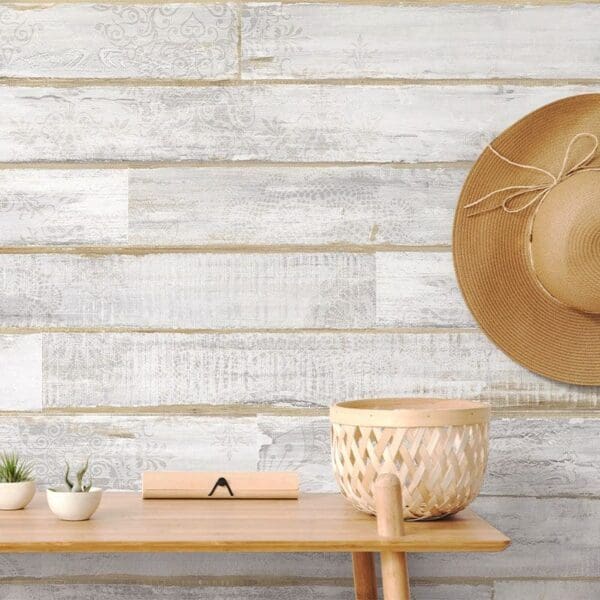 Accent Taiga White Washed Wood Wall Panel Kit (1200mm x 154mm x 6mm)