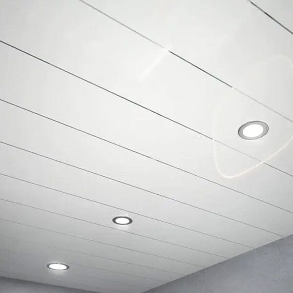 White Gloss with built in Silver strip Ceiling Panel (200mm x 2700mm x 10mm)